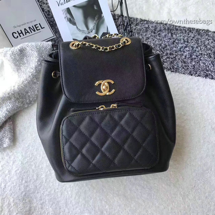 Chanel Grained Calfskin Backpack Black A93748