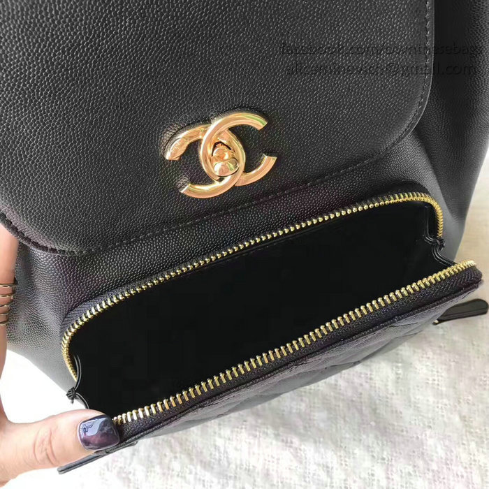 Chanel Grained Calfskin Backpack Black A93748