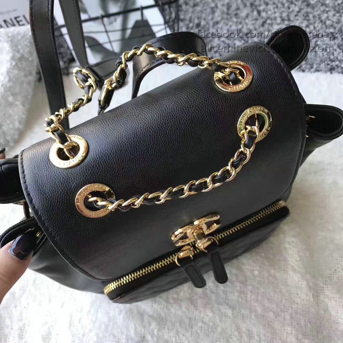 Chanel Grained Calfskin Backpack Black A93748