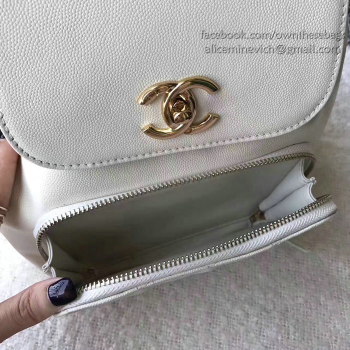 Chanel Grained Calfskin Backpack White A93748