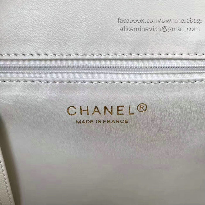 Chanel Grained Calfskin Backpack White A93748