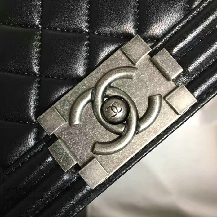 Chanel Medium Quilted Lambskin Boy Bag Black A13043