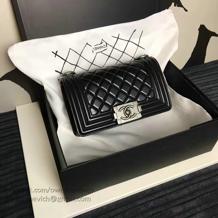 Chanel Small Quilted Lambskin Boy Bag Black A13043