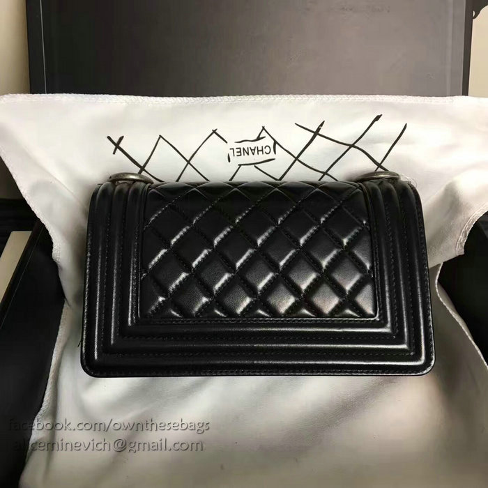 Chanel Small Quilted Lambskin Boy Bag Black A13043