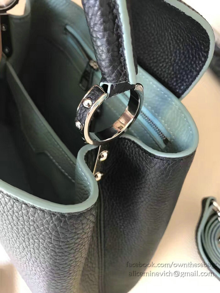 Louis Vuitton Taurillon Leather Capucines PM Black and Green M42237