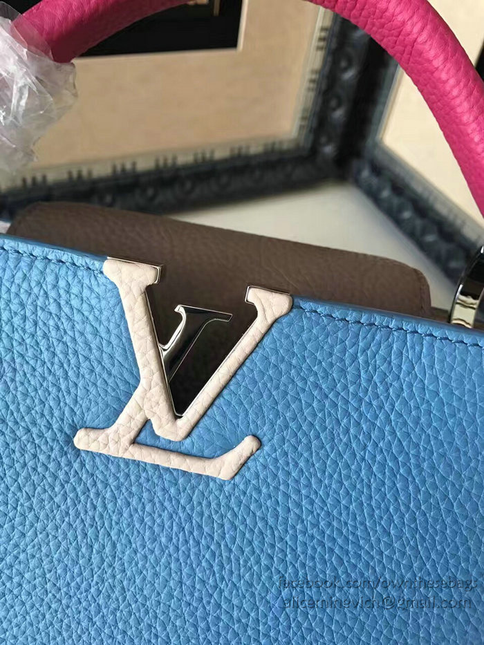 Louis Vuitton Taurillon Leather Capucines PM Blue and Grey M42237