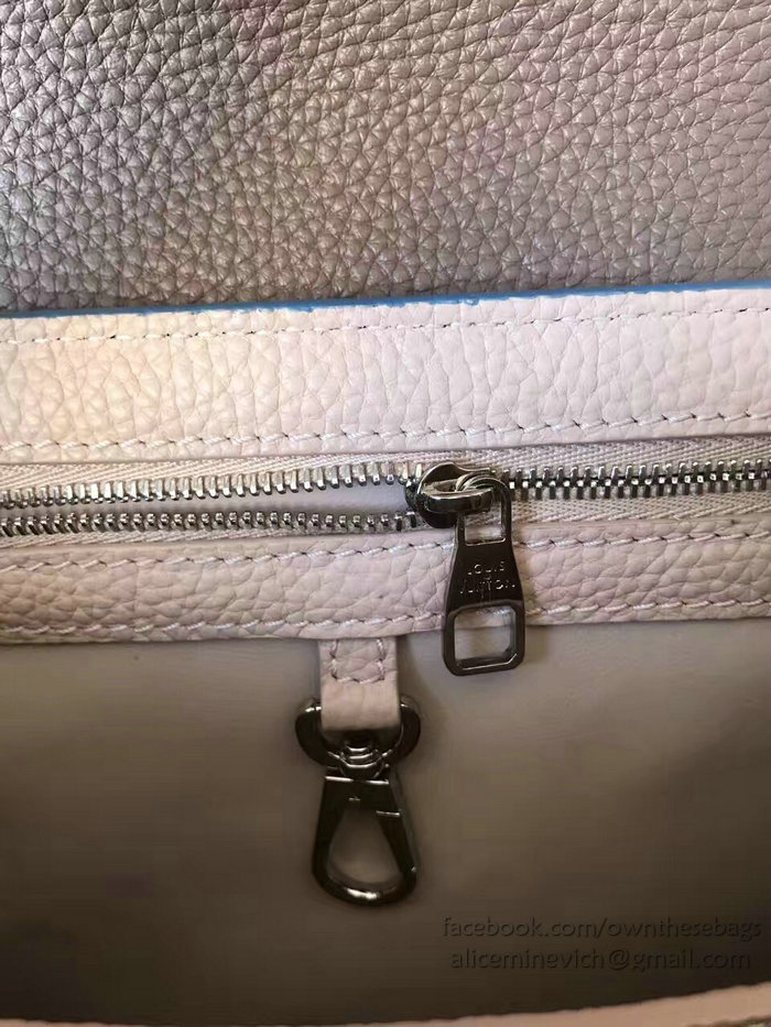 Louis Vuitton Taurillon Leather Capucines PM Blue and Grey M42237