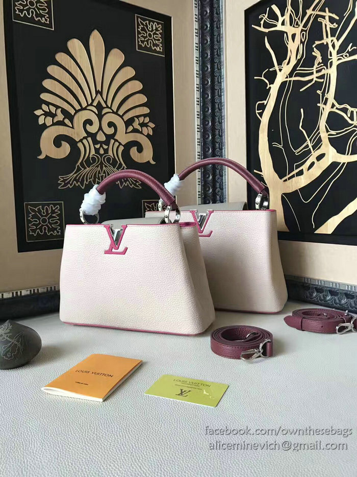 Louis Vuitton Taurillon Leather Capucines PM Pink and Rose M42237