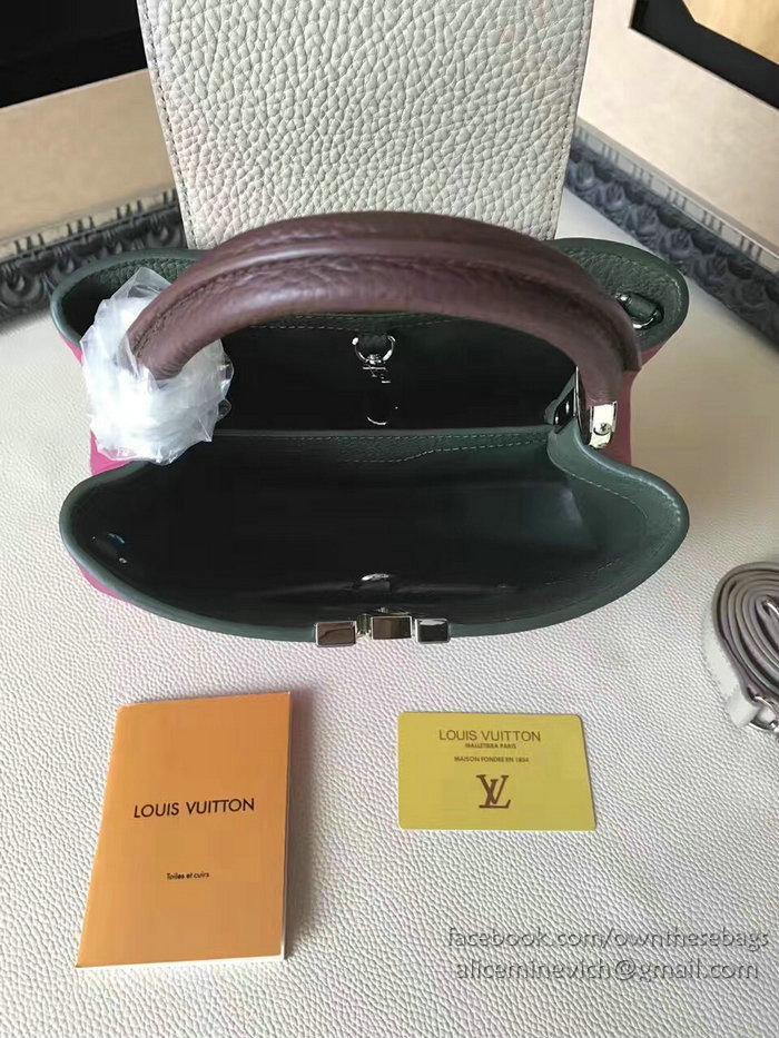 Louis Vuitton Taurillon Leather Capucines PM Rose and Grey M42237