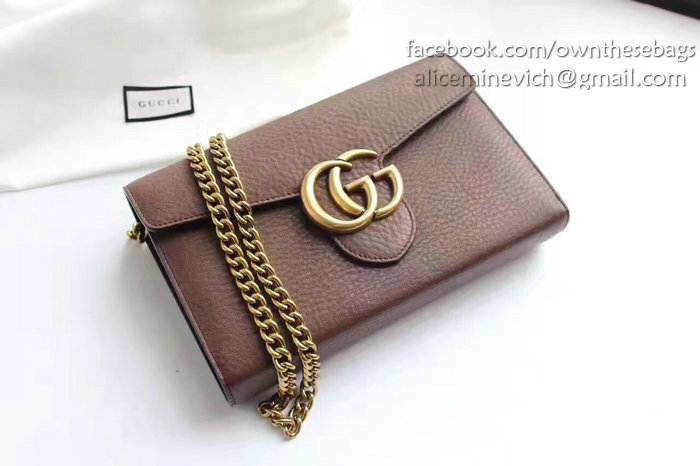 Gucci GG Marmont Leather Mini Chain Bag Brown 401232