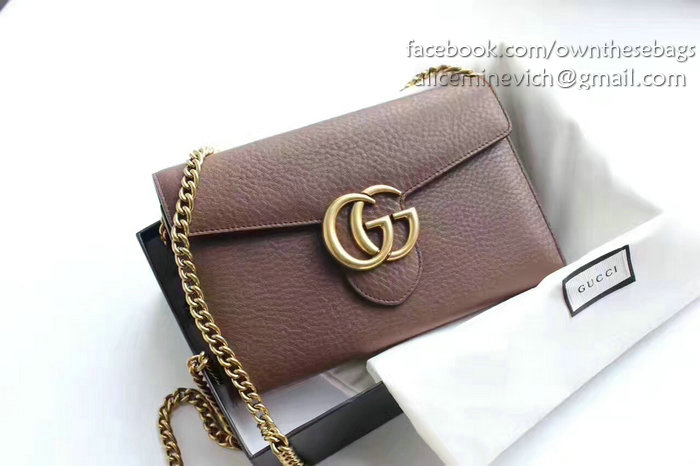 Gucci GG Marmont Leather Mini Chain Bag Brown 401232