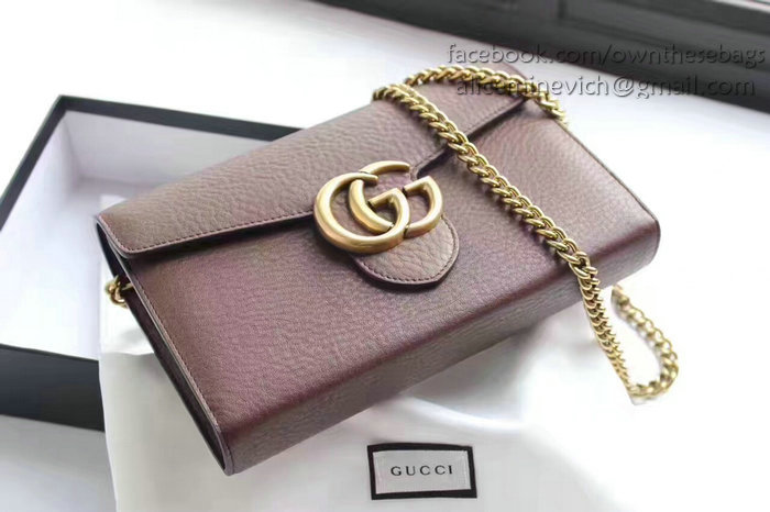 Gucci GG Marmont Leather Mini Chain Bag Brown 401232