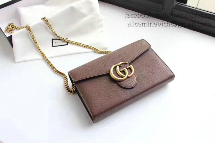 Gucci GG Marmont Leather Mini Chain Bag Brown 401232