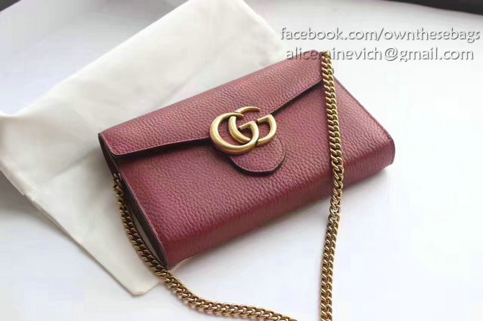 Gucci GG Marmont Leather Mini Chain Bag Burgundy 401232