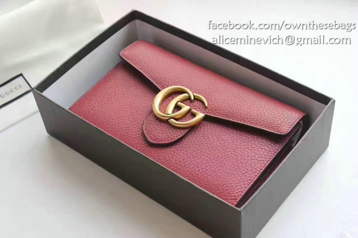 Gucci GG Marmont Leather Mini Chain Bag Burgundy 401232