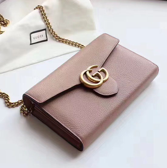 Gucci GG Marmont Leather Mini Chain Bag Light Pink 401232