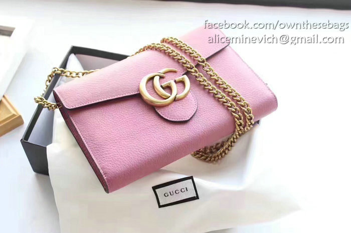 Gucci GG Marmont Leather Mini Chain Bag Pink 401232