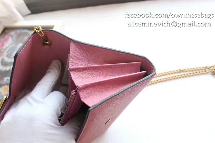 Gucci GG Marmont Leather Mini Chain Bag Pink 401232