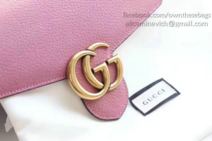 Gucci GG Marmont Leather Mini Chain Bag Pink 401232