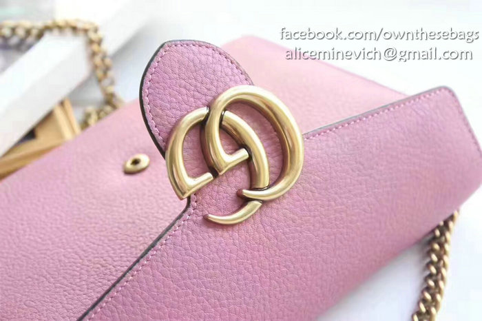 Gucci GG Marmont Leather Mini Chain Bag Pink 401232