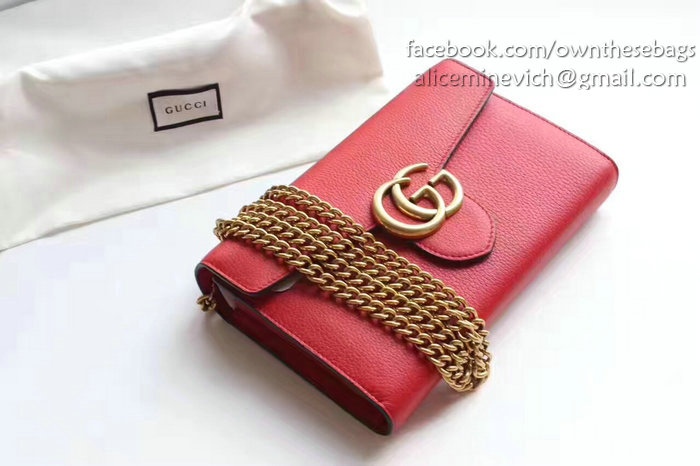 Gucci GG Marmont Leather Mini Chain Bag Red 401232