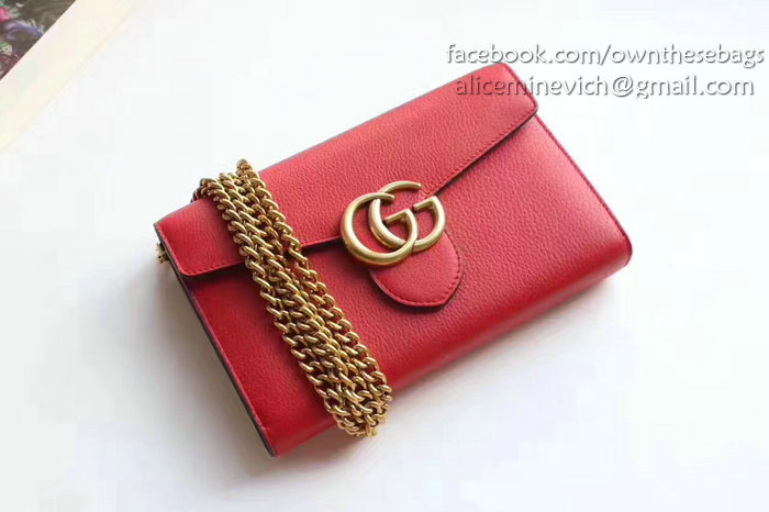 Gucci GG Marmont Leather Mini Chain Bag Red 401232