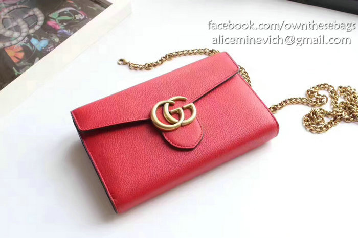 Gucci GG Marmont Leather Mini Chain Bag Red 401232