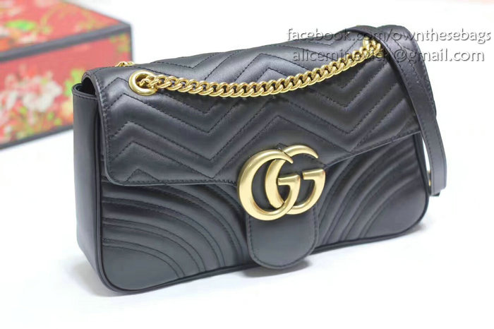 Gucci GG Marmont Matelasse Shoulder Bag Black 443496