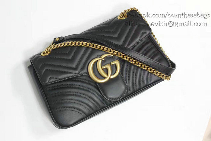 Gucci GG Marmont Matelasse Shoulder Bag Black 443496