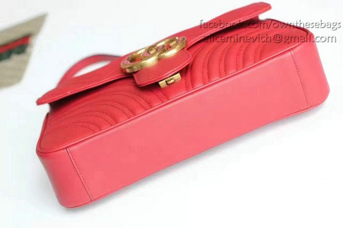 Gucci GG Marmont Matelasse Shoulder Bag Red 443496