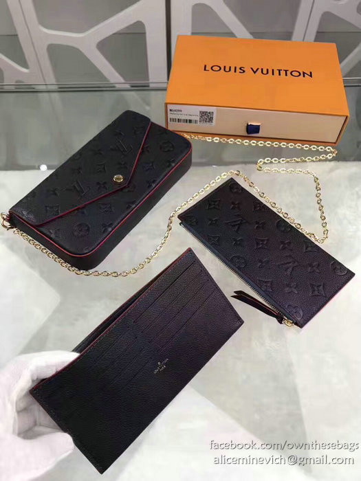 Louis Vuitton Monogram Empreinte Pochette Felicie Marine Rouge M64065