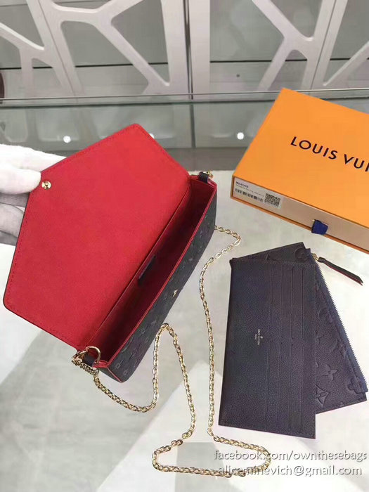 Louis Vuitton Monogram Empreinte Pochette Felicie Marine Rouge M64065