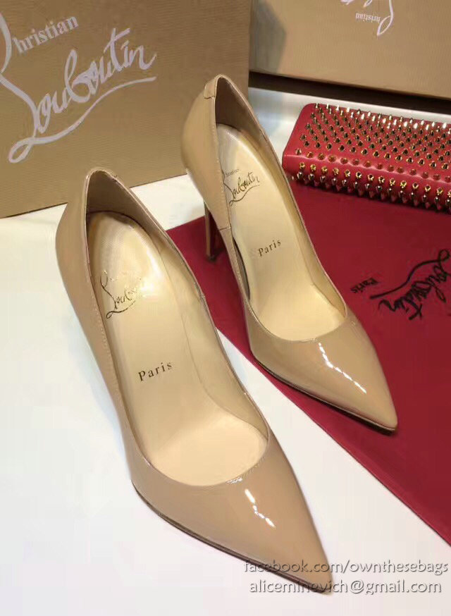 Christian Louboutin Patent Leather High Heel Pump Beige CL004