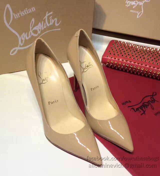 Christian Louboutin Patent Leather High Heel Pump Beige CL004