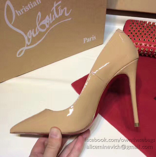 Christian Louboutin Patent Leather High Heel Pump Beige CL004