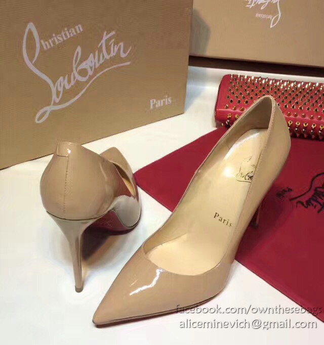 Christian Louboutin Patent Leather High Heel Pump Beige CL004