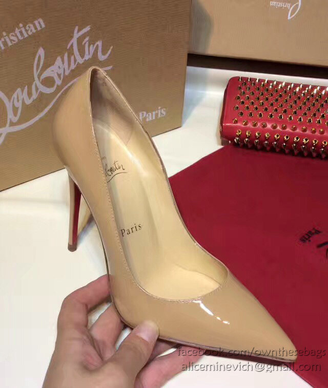 Christian Louboutin Patent Leather High Heel Pump Beige CL004