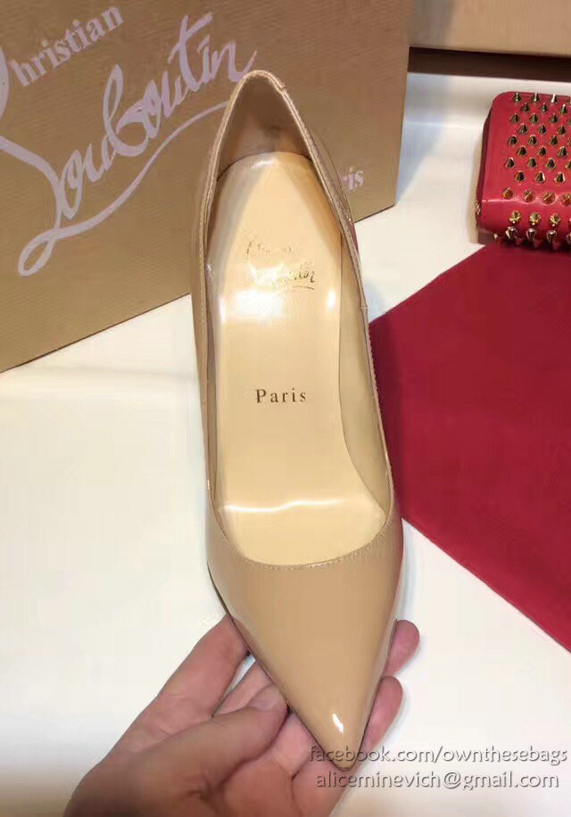 Christian Louboutin Patent Leather High Heel Pump Beige CL004