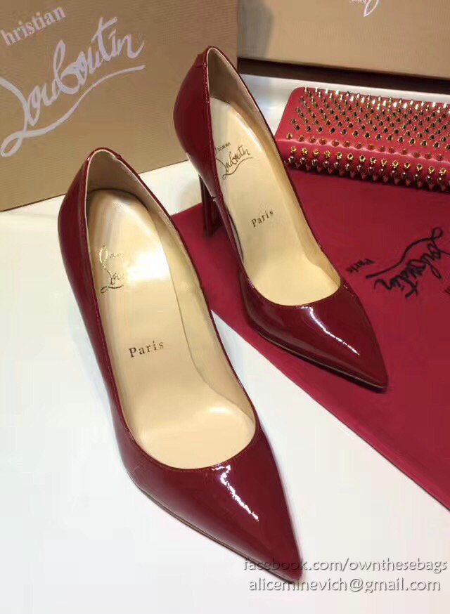 Christian Louboutin Patent Leather High Heel Pump Burgundy CL004