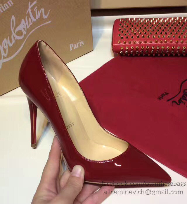 Christian Louboutin Patent Leather High Heel Pump Burgundy CL004