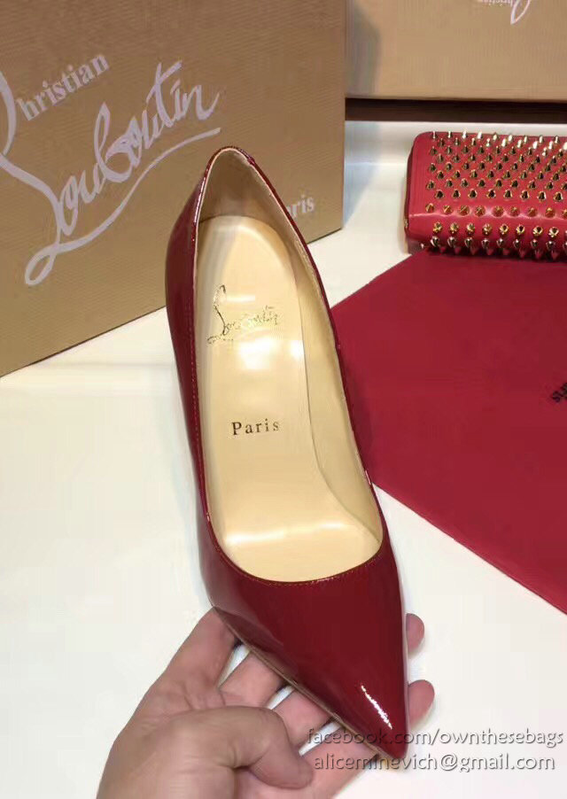 Christian Louboutin Patent Leather High Heel Pump Burgundy CL004