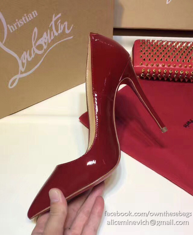 Christian Louboutin Patent Leather High Heel Pump Burgundy CL004