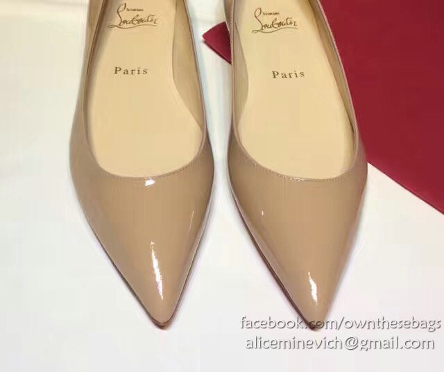 Christian Louboutin Patent Leather Pointed-toe Flat Beige CL003