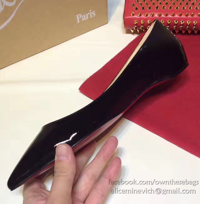 Christian Louboutin Patent Leather Pointed-toe Flat Black CL003