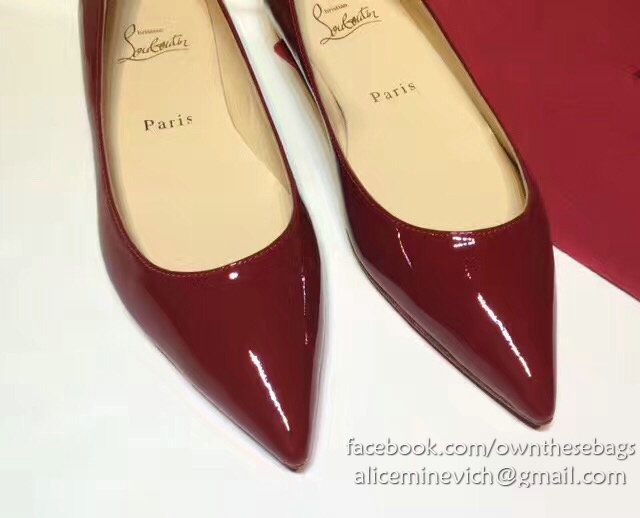 Christian Louboutin Patent Leather Pointed-toe Flat Burgundy CL003