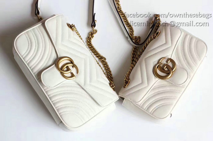 Gucci GG Marmont Matelasse Shoulder Bag White 443497