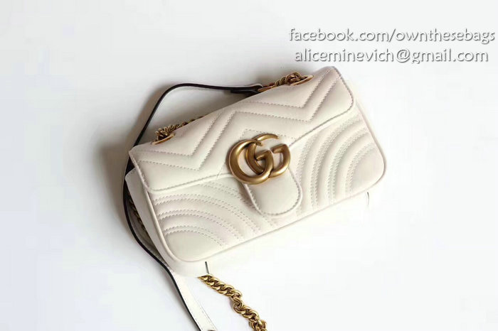 Gucci GG Marmont Matelasse Shoulder Bag White 443497