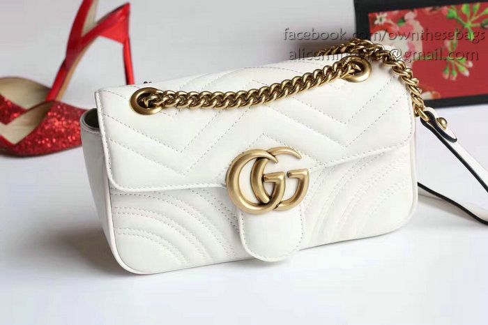 Gucci GG Marmont Matelasse Shoulder Bag White 443497