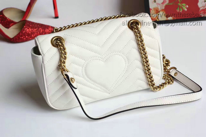 Gucci GG Marmont Matelasse Shoulder Bag White 443497