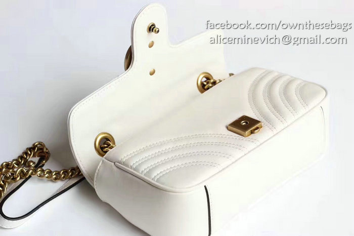 Gucci GG Marmont Matelasse Shoulder Bag White 443497